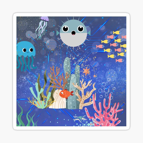 Vista previa del artículo con la obra «Fondo del océano Fantasia World», diseñado y vendido por BlushingApricot.