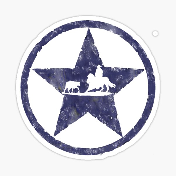 BIG - Blue Texas Star Working Cow Horse Cutting Sticker