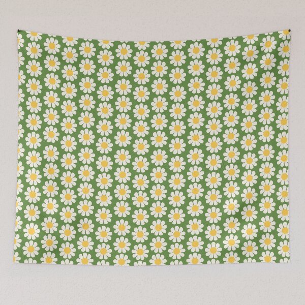 Item preview, Patrón de flor de margarita verde retro designed and sold by Haley Schulz.