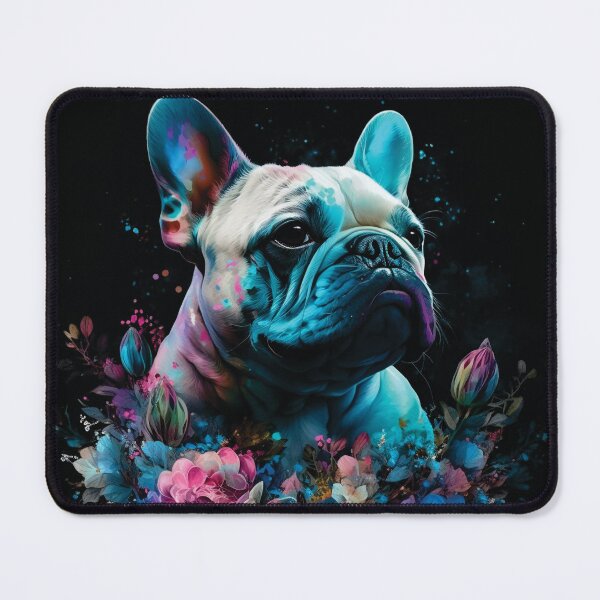 Item preview, French Bulldog neon floral portrait designed and sold by HookedOnDogz.