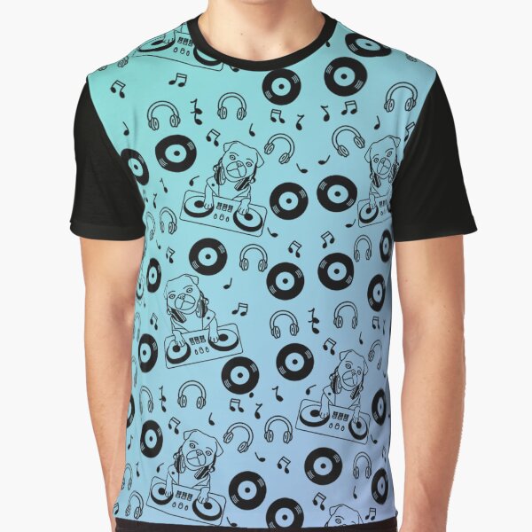 Item preview, DJ Pug - Pastel Aqua & Blue Ombre designed and sold by Pugs & Co.