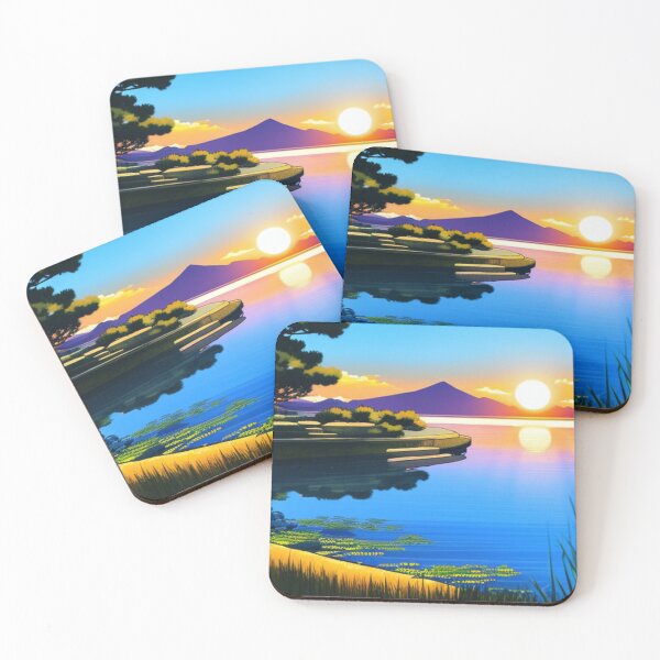 Item preview, Ukiyo-e Style Sunset at Lake Series 3 designed and sold by theprof2021.