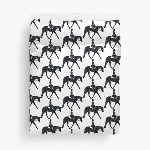 Floral Hunter Horse And Rider Duvet Cover