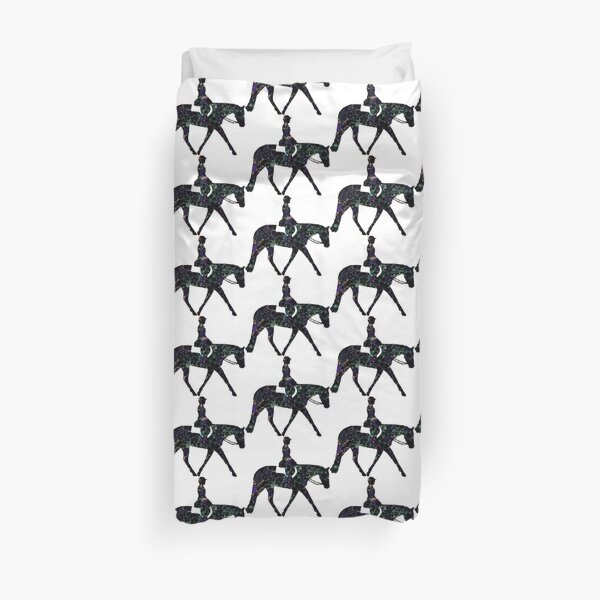Floral Hunter Horse And Rider Duvet Cover