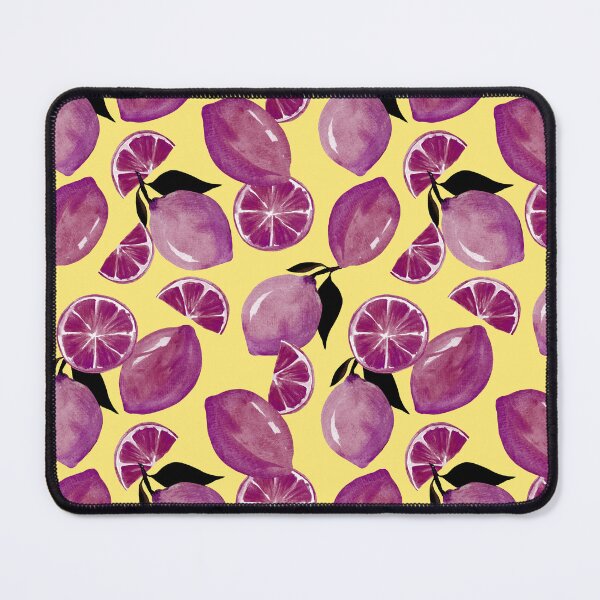 Item preview, Purple lemons on yellow backround fruit pattern designed and sold by pinkyfish1010.