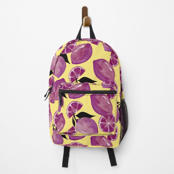 Item preview, Purple lemons on yellow backround fruit pattern designed and sold by pinkyfish1010.