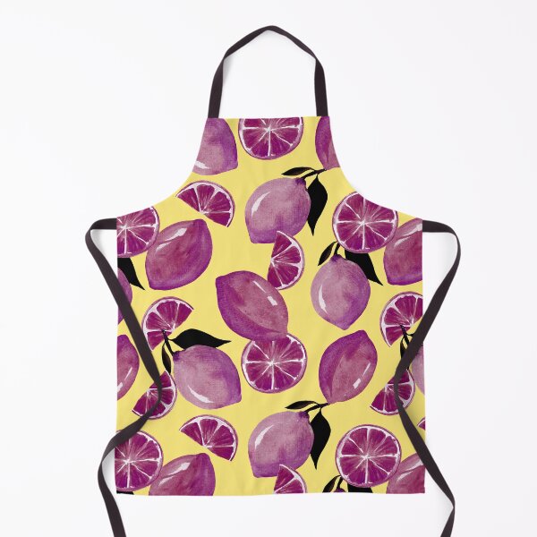 Item preview, Purple lemons on yellow backround fruit pattern designed and sold by pinkyfish1010.