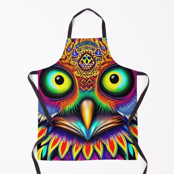 Item preview, Vibrant Psychedelic Owl with Mesmerizing Yellow-Green Eyes designed and sold by TrippyTextiles.