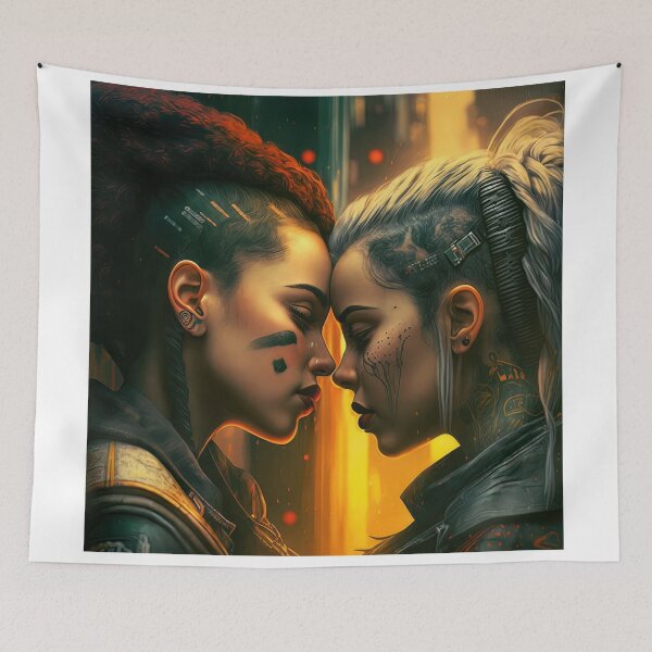 Item preview, Cyberpunk Girls Falling in Love designed and sold by Poisoner Art.
