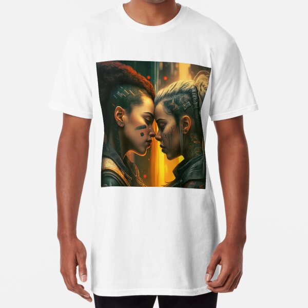 Cyberpunk Girls Falling in Love Long T-Shirt