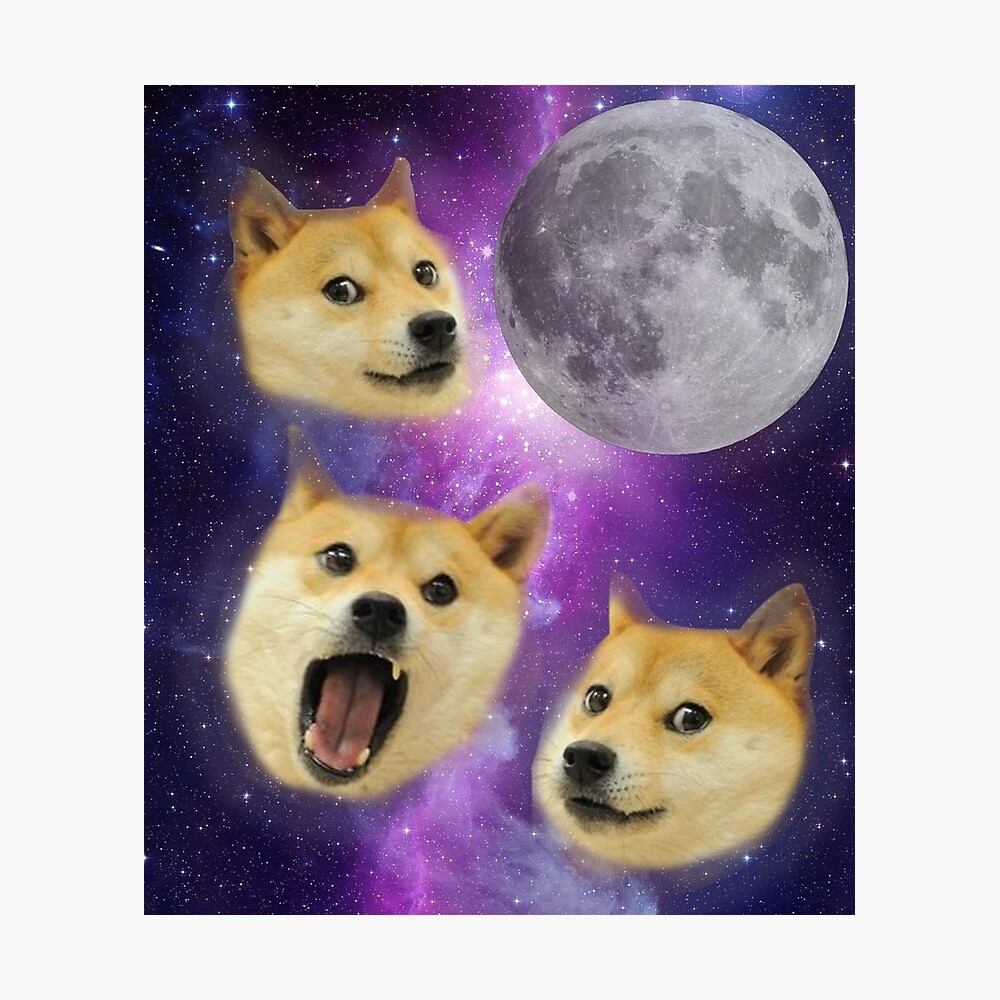 3 Doge Moon Much Funny Internet Meme Dog Metal Print By Ccheshiredesign Redbubble