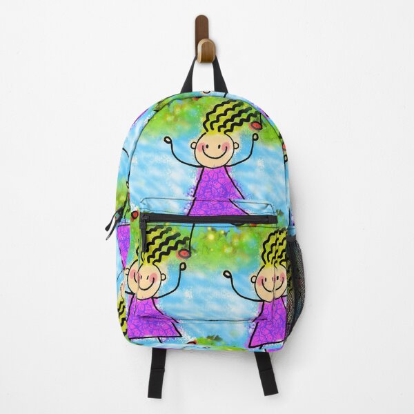 Item preview, Repeating black line drawing of a happy girl in purple dress with wavy hair. designed and sold by claireseyeview.