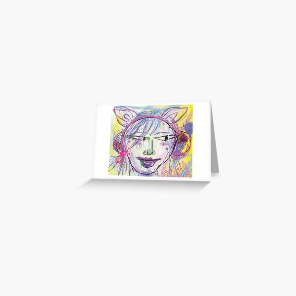 Chilling, doodle girl Greeting Card