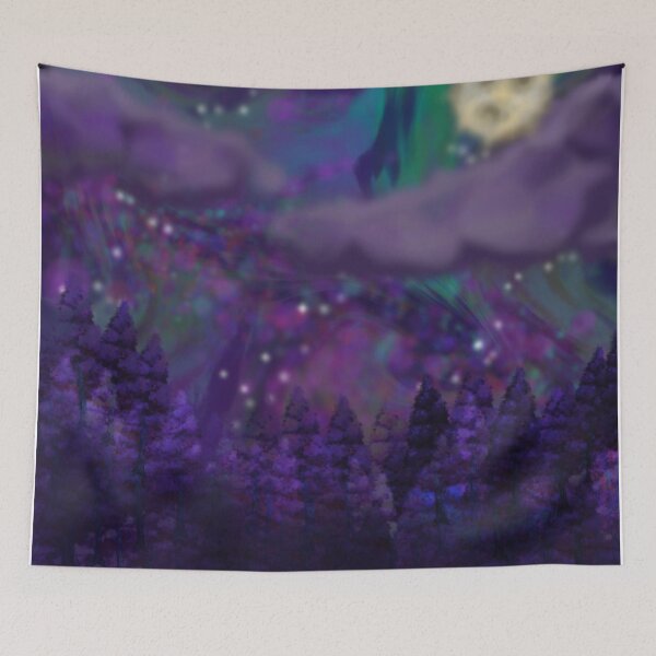 Item preview, Coloŕful night sky above tree skyline designed and sold by Crochetamommy.
