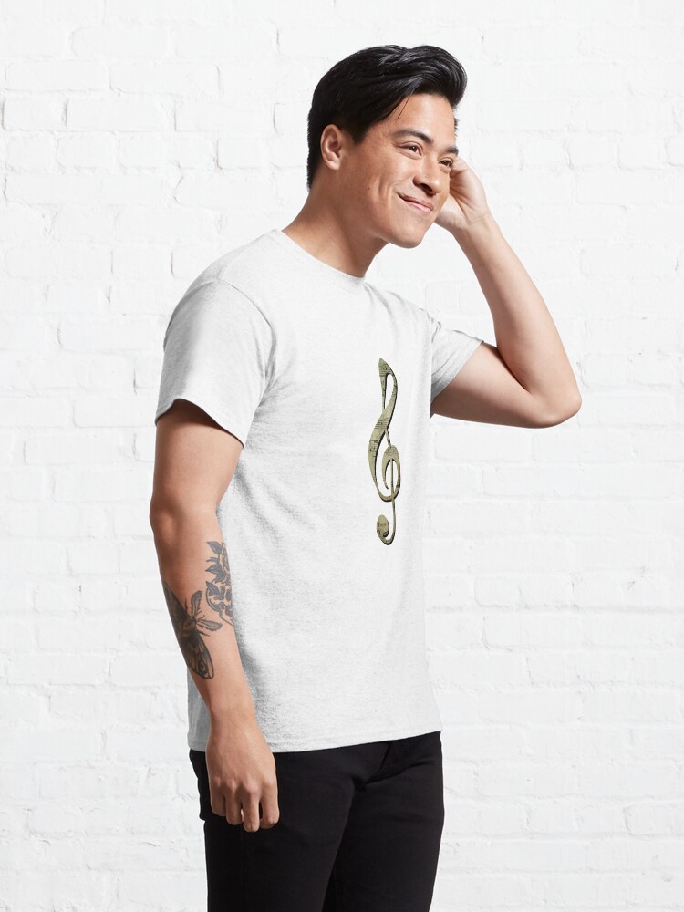 Alternate view of Treble Clef with Sheet Music Classic T-Shirt
