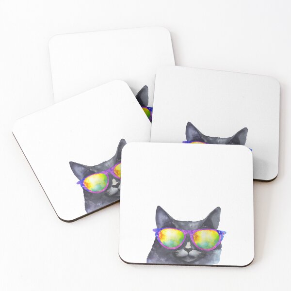Item preview, Watercolor Cat with sunglasses (single cat) designed and sold by my-wanderlustjo.