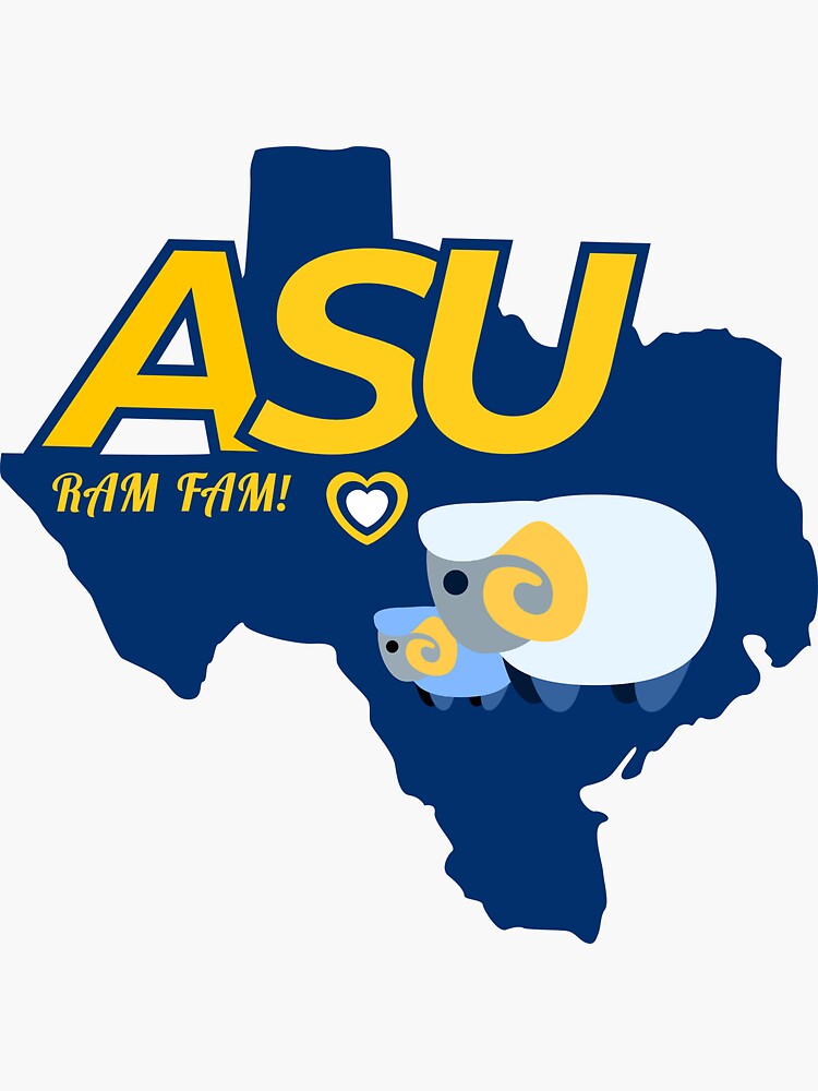 Angelo State University Ram Fam Texas Background Sticker For Sale