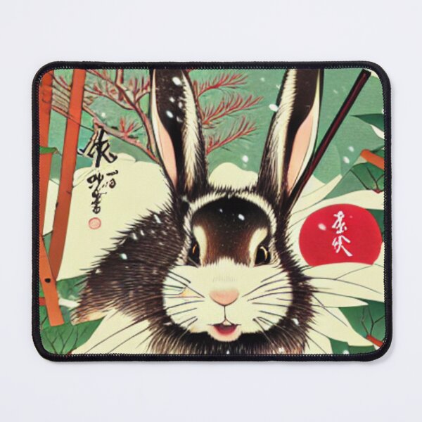 Item preview, Winter Black and White Jersey Wooly Rabbit Bunny with Cute Eyes designed and sold by wigobun.