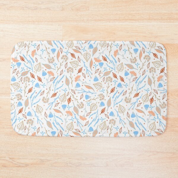 Item preview, Pastel blue, brown and peach floral twigs and leaves on a white background. designed and sold by claireseyeview.