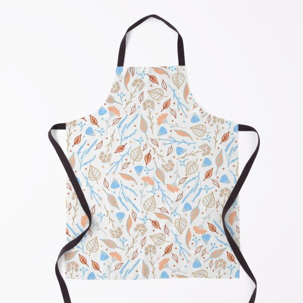 Item preview, Pastel blue, brown and peach floral twigs and leaves on a white background. designed and sold by claireseyeview.