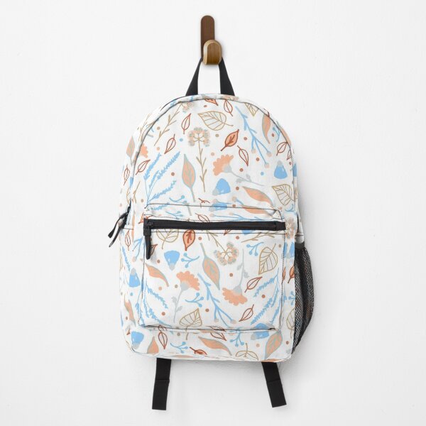 Item preview, Pastel blue, brown and peach floral twigs and leaves on a white background. designed and sold by claireseyeview.