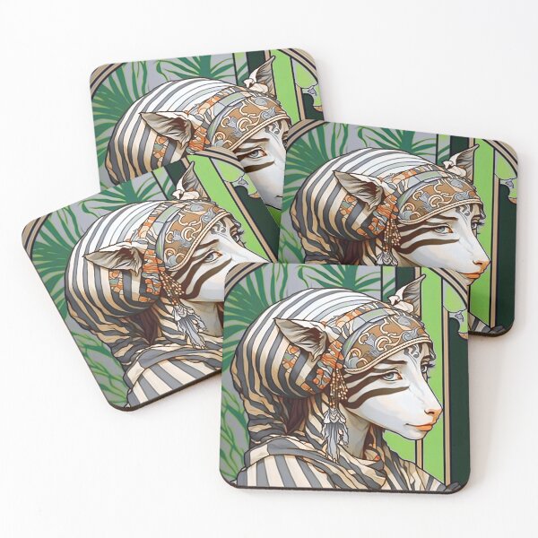 Item preview, Anthropomorphic Art Nouveau Zebra Girl designed and sold by entwithanaxe.