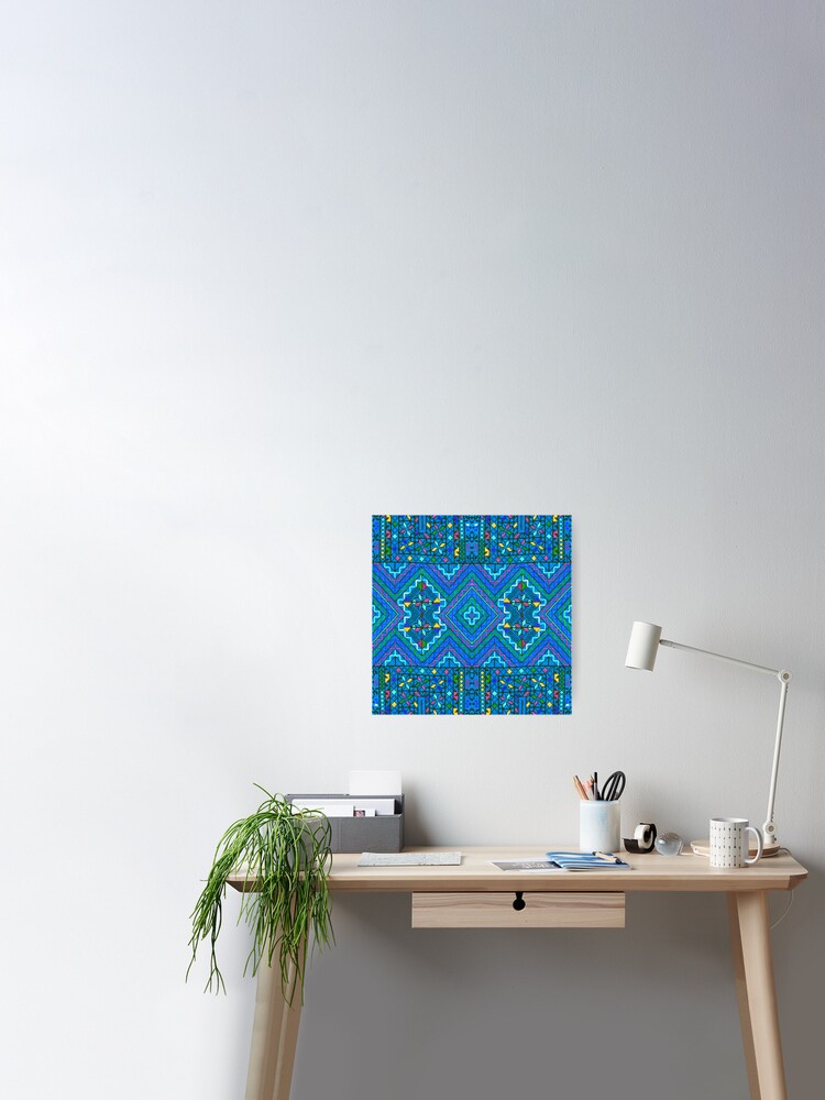 Palestinian Embroidery Light Blue Diamonds I Sticker for Sale by