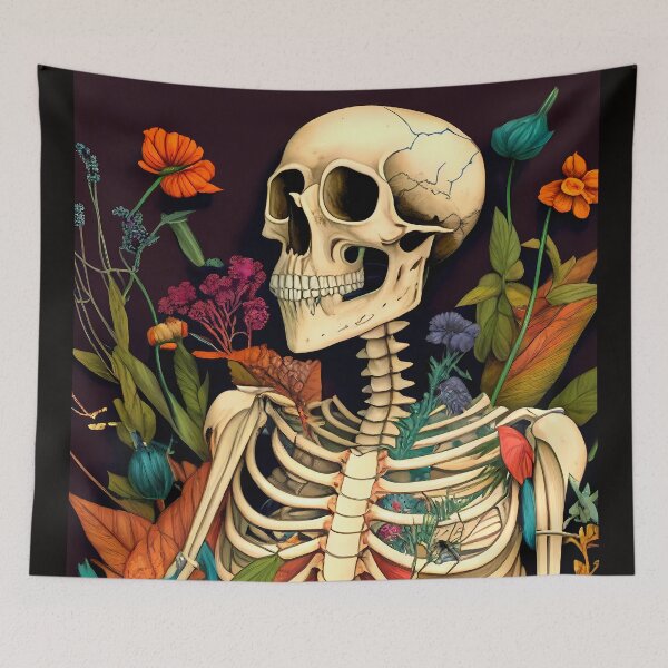 Item preview, Bones and Botany - A Delicately Detailed Skeleton with Flowers designed and sold by ZickDezine.