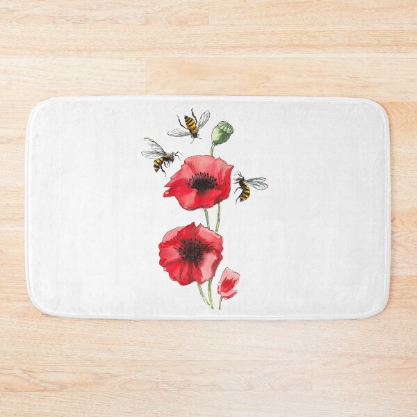 Item preview, Red poppies and bees designed and sold by AlexBlackSea.