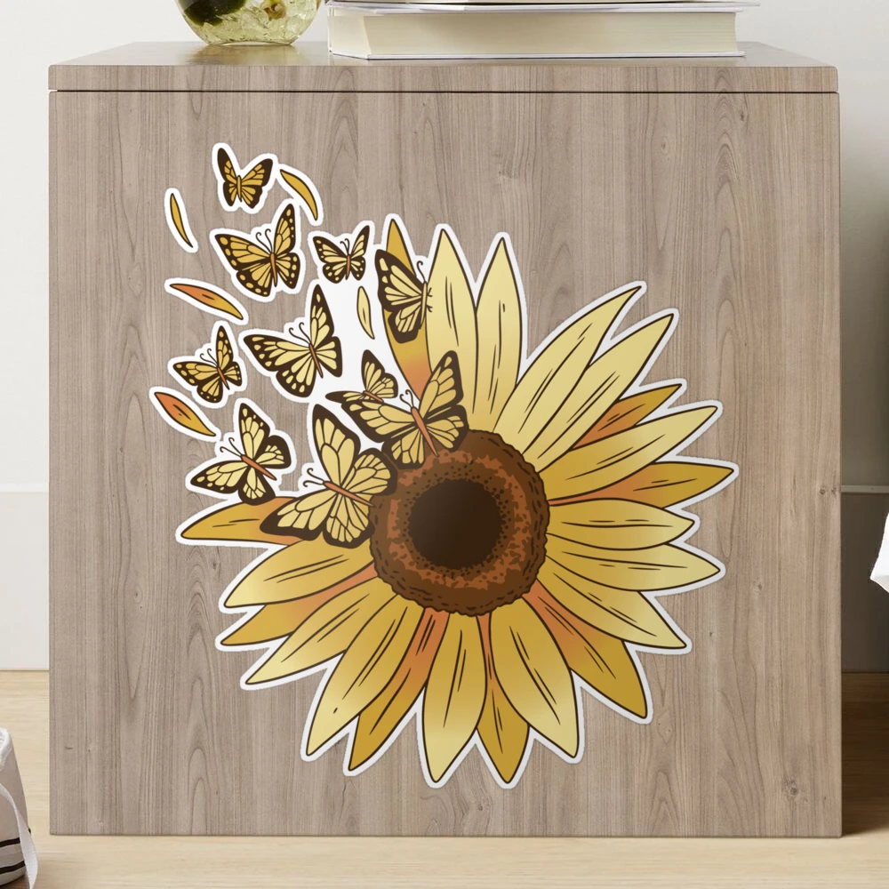 Sunflower Butterfly Decal - S0077 – Peachy Olive Glitters