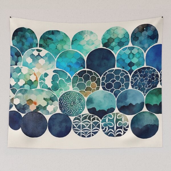 Artikelvorschau, Teal and Blue Watercolor Pattern I entworfen und verkauft von artavantgarde.