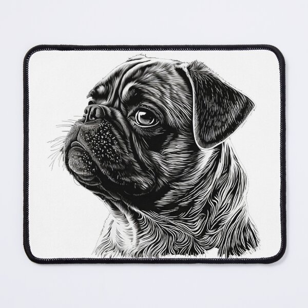 Item preview, Smart Pug Dog Black and White Sideways Pug Dog designed and sold by MaxEXP.