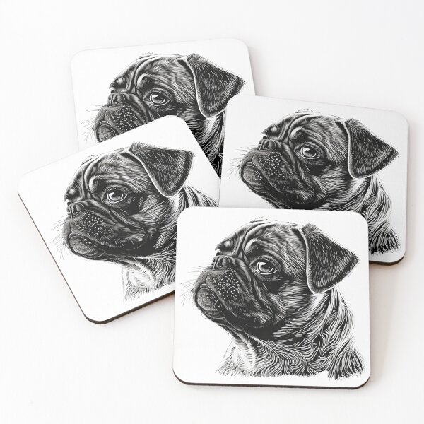 Item preview, Smart Pug Dog Black and White Sideways Pug Dog designed and sold by MaxEXP.