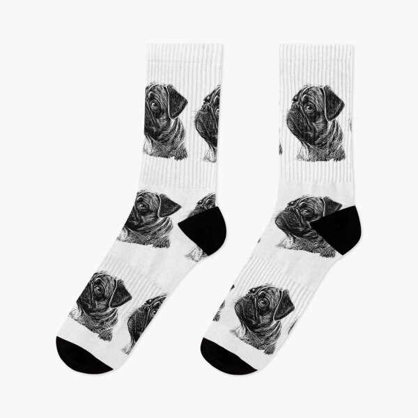 Item preview, Smart Pug Dog Black and White Sideways Pug Dog designed and sold by MaxEXP.