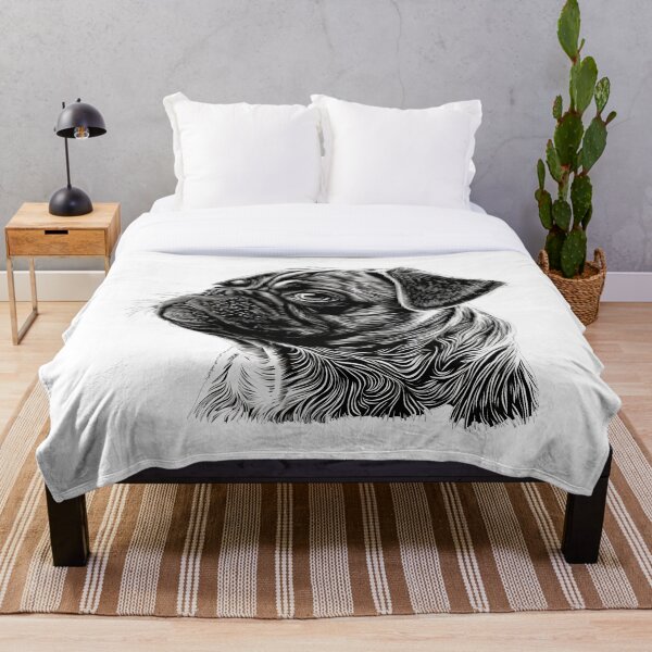 Item preview, Perro pug inteligente Perro pug lateral blanco y negro designed and sold by MaxEXP.
