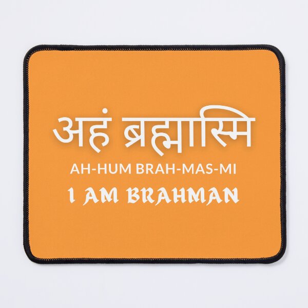Item preview, Sanskrit Quote अहं ब्रह्मास्मि | Aham Brahmasmi | I am Brahman - in White on Saffron designed and sold by simpleones.