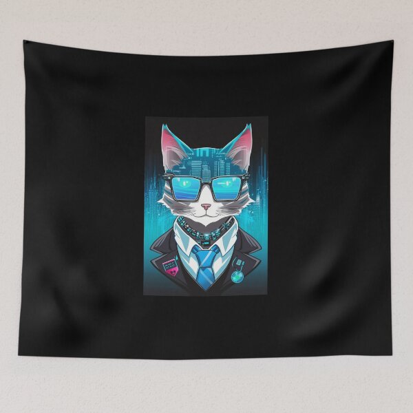 Item preview, Cyberpunk cat - Corporate Boss | "Cybercat Chronicles" collection designed and sold by RESToRAPTOR.