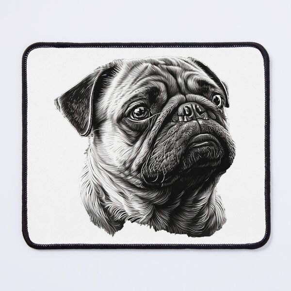 Item preview, Smart Pug Dog Black and White Sad Mood designed and sold by MaxEXP.