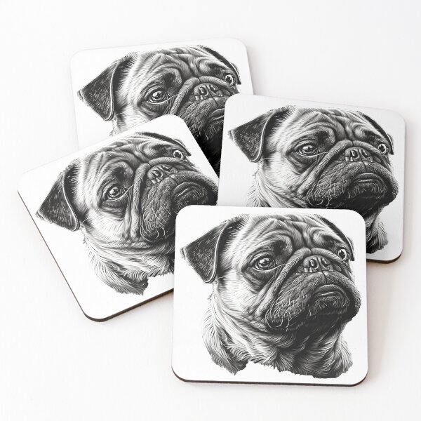 Item preview, Smart Pug Dog Black and White Sad Mood designed and sold by MaxEXP.