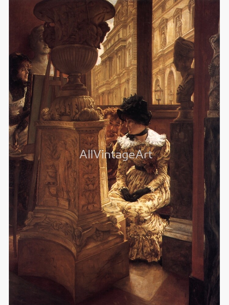 Vintage James Tissot En El Louvre L sthetique 1883 Fine Art Poster