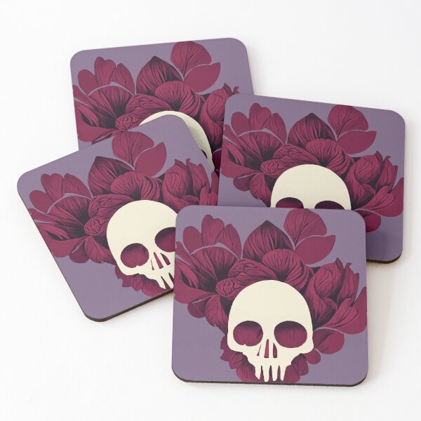 Item preview, Burgundy Petals and Skulls designed and sold by KittyWooWoo.