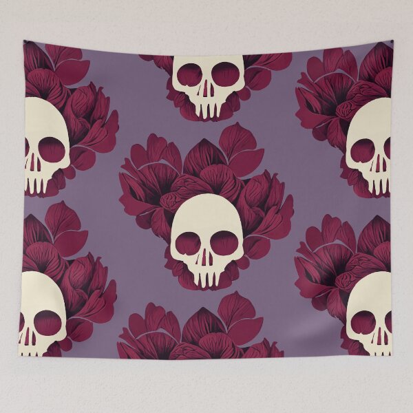 Item preview, Burgundy Petals and Skulls designed and sold by KittyWooWoo.