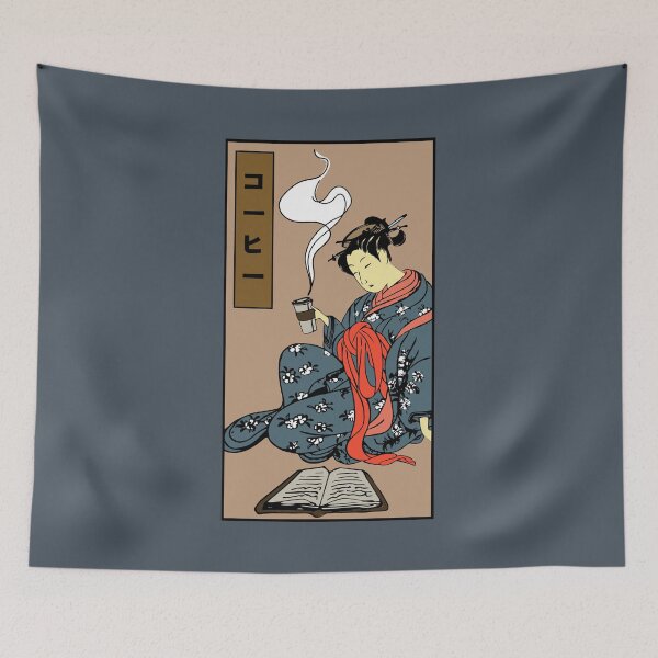 Item preview, Japanese Girl Drinking Coffee | Seneh Design Co. designed and sold by SenehDesignCo.