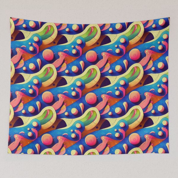 Item preview, Vibrant colorful grotesk monster inspired pattern designed and sold by ToySenTrends.