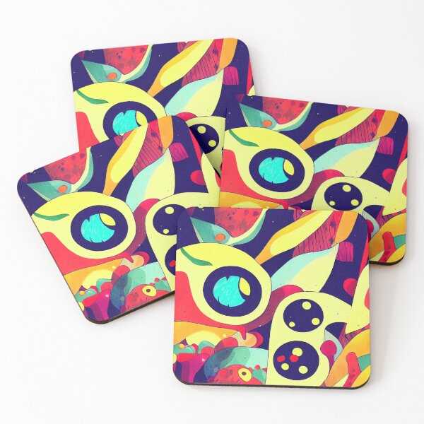 Item preview, Vibrant colorful grotesk monster inspired pattern designed and sold by ToySenTrends.