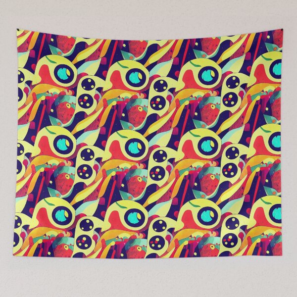 Item preview, Vibrant colorful grotesk monster inspired pattern designed and sold by ToySenTrends.