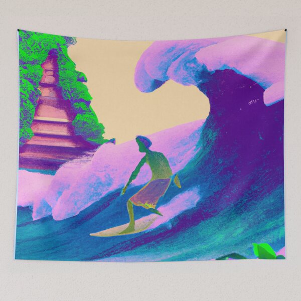 Item preview, 'Catch a Wave' Bali is Love Design - Vaporwave Style designed and sold by Ridiculam Toga.