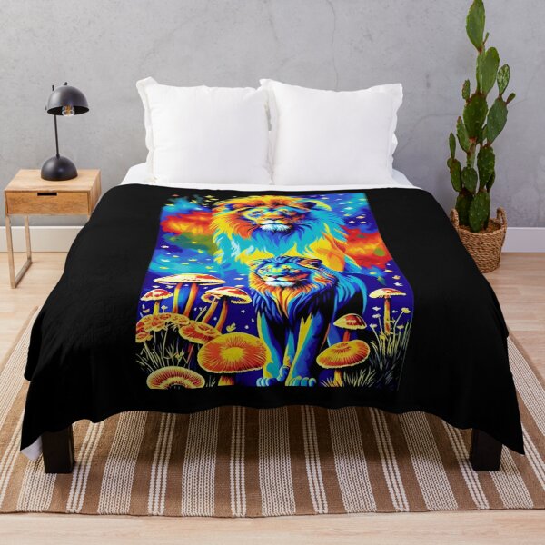 Aperçu de l'œuvre Lion bioluminescent x Champignon Fantasy Art Esthétique créée et vendue par AI-INK.