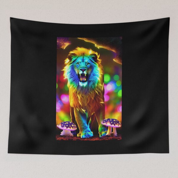 Item preview, Bioluminescent Lion x Mushroom Fantasy Art Aesthetic designed and sold by AI-INK.