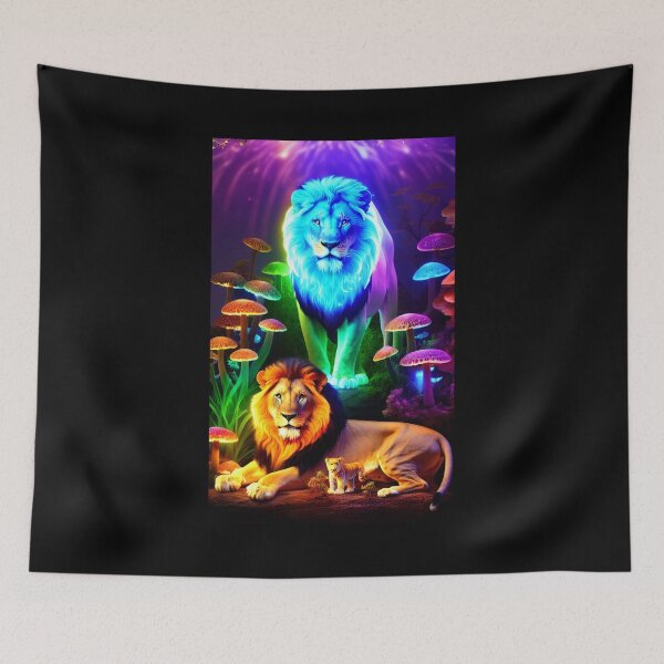 Item preview, Bioluminescent Lion x Mushroom Fantasy Art Aesthetic designed and sold by AI-INK.